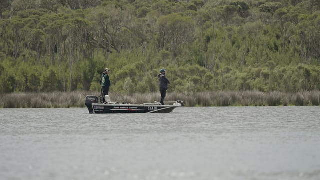 Casting the edge of the tea-tree scrub from a tinny