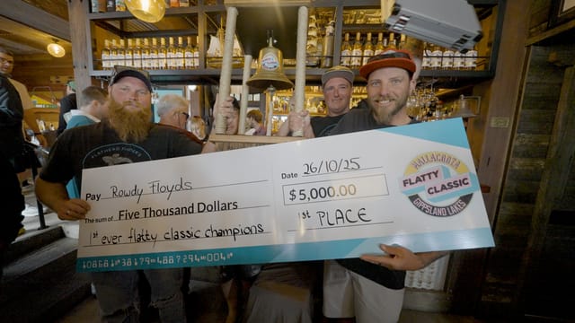 The Rowdy Floyds with the winners’ cheque at Scallywags