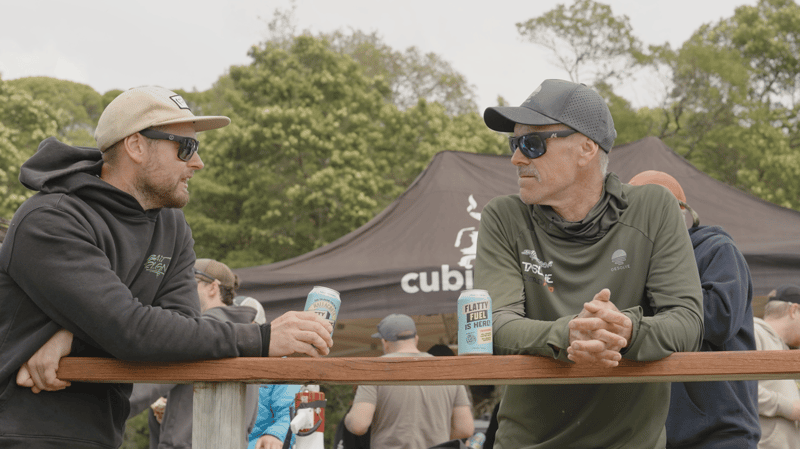 Anglers catching up over a drink at the Mallacoota Flatty Classic