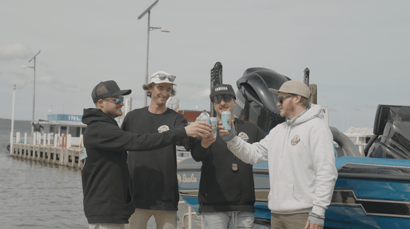 Burf, Benny, Mitch and Danny — the Mallacoota Flatty Classic event organisers