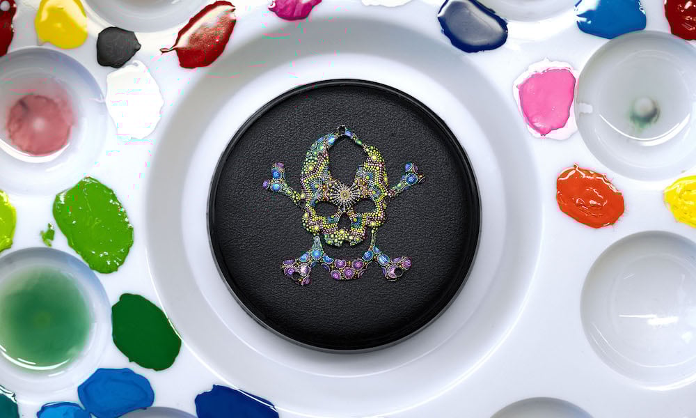 Tourbillon Skelet Ceramic - "Skull Pointillism" lavorazione