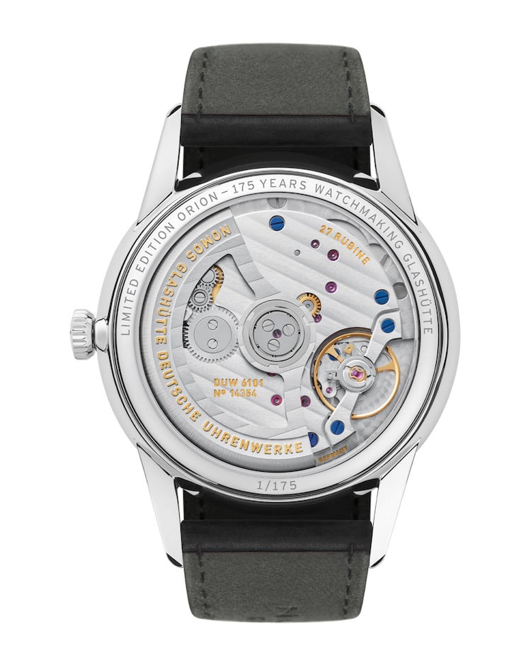 NOMOS Orion neomatik – 175 Years Watchmaking Glashütte fondello aperto