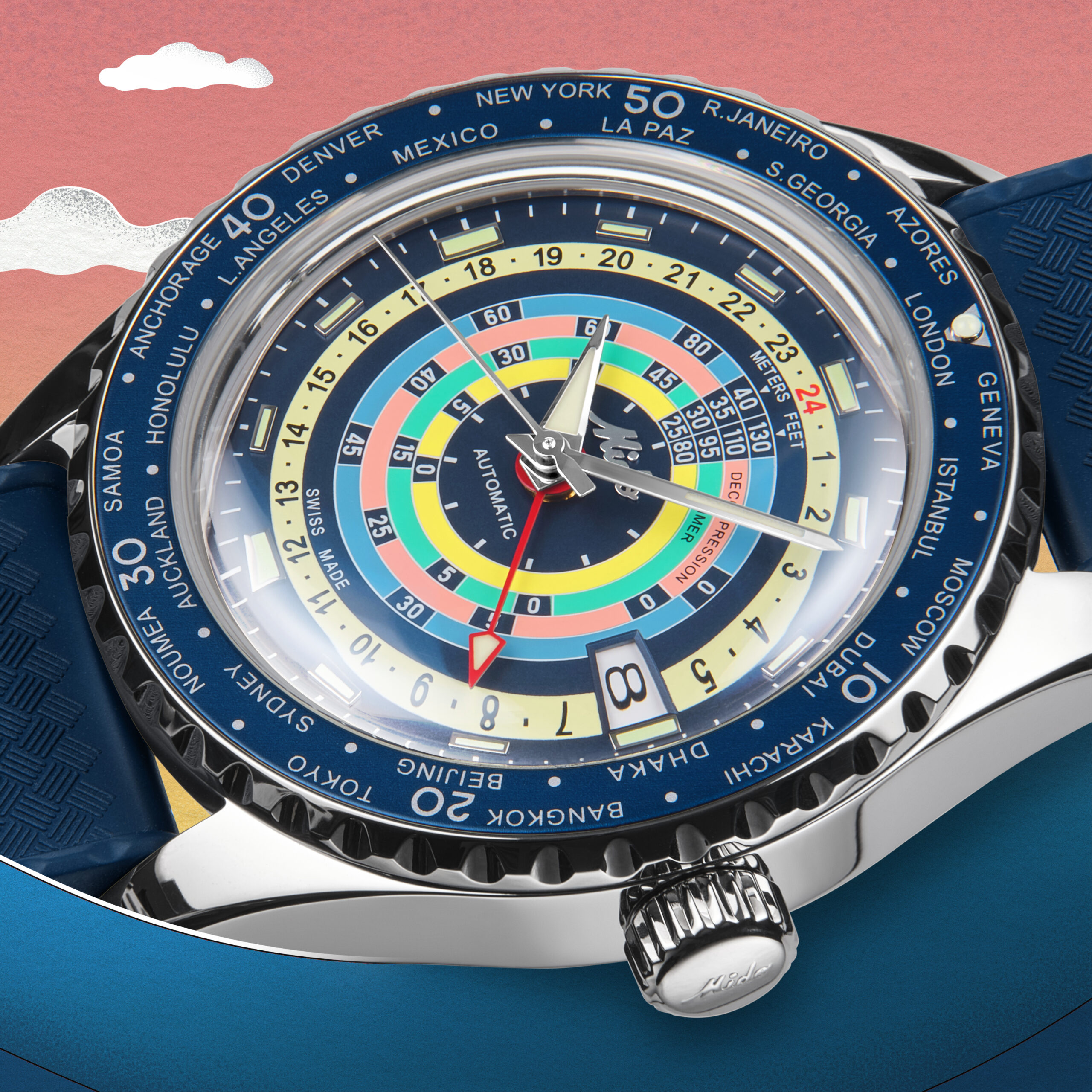 Ocean Star Decompression Worldtimer quadrante