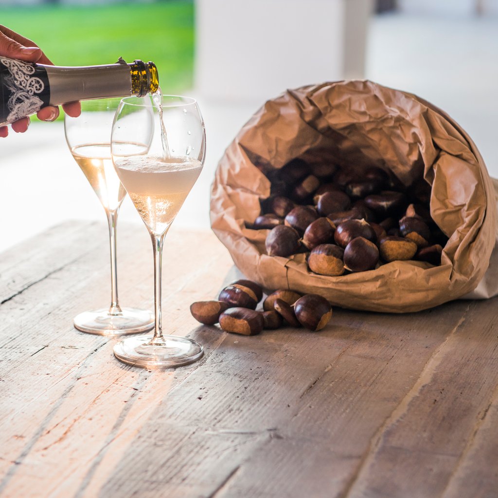 calici di Franciacorta da abbinare a polenta e funghi