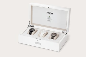 Rado True Thinline x Great Gardens of the World cofanetto aperto