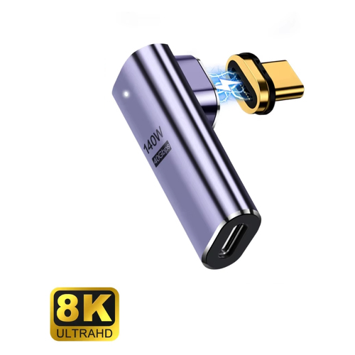 EWENT ADAPTADOR MAGNETICO USB-C 90 GRAUS USB4 PD100W 8K60HZ - Ewent EC1049
