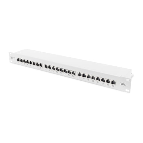 DIGITUS PATCH PANEL 19" 24P CAT6A 1U BLINDADO CINZA - DIGITUS DN-91624S-EA