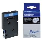 Fita laminada. Texto azul sobre fundo branco. Largura: 12 mm. Comprimento: 7,7 m - Brother TC203