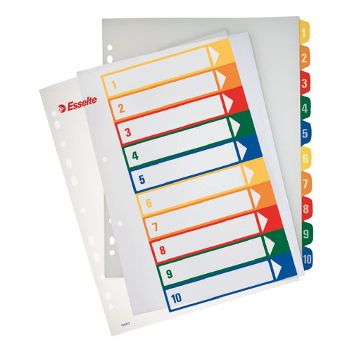 Separadores A4 Extra Largo Plastico Imprimivel (1 a 10) - Esselte 1721084