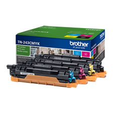 Pack 4 Toners (BK / C / M / Y) Duração estimada: 1.000 Págs cada cor segundo ISO/IEC 19798 - Brother TN243CMYK