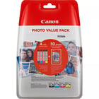 Pacote de 4 cartuchos de tinta originais Canon CLI571XL - 50 folhas de papel fotográfico - 0332C005 - Canon 0332C005