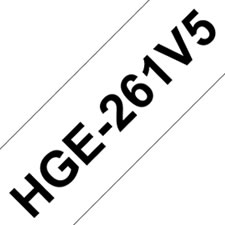 Fita HGe de alta qualidade. Texto preto sobre fundo branco (Caixa de 5un). Largura: 36 mm. Comprimento: 8 m - Brother HGe261V5