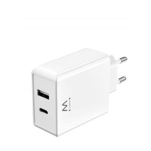 EWENT CARREGADOR USB-C & USB NITRETO DE GALIO 45W WHITE - Ewent EW1328