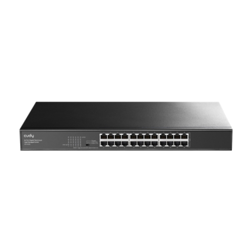 Switch Gigabit Cudy de 24 portas - Fácil gerenciamento - Gabinete metálico para montagem em rack - Plug and Play - Kit para montagem em rack incluso - Preto - Cudy GS1024E