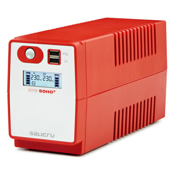 Salicru SPS 500 SOHO+ Fonte de alimentação ininterrupta - UPS - 500 VA - Interativo em linha - Carregador USB duplo - Cor vermelha - Salicru 232517
