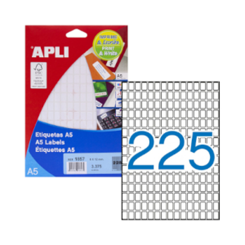 Etiquetas 008x012mm 15Fls A5 01857 Apli 3375un - APLI APL01857