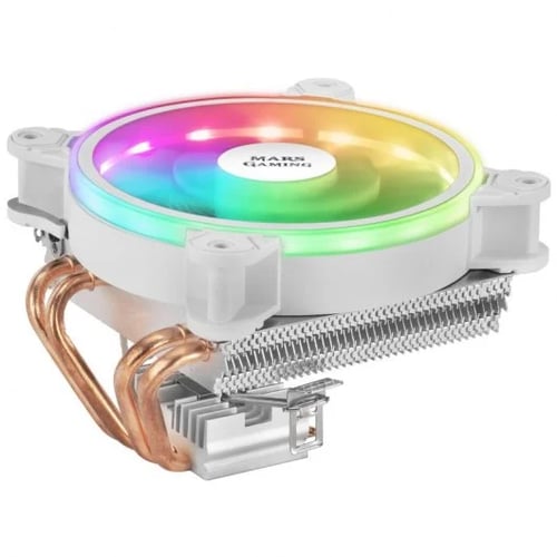 Cooler para CPU Mars Gaming 120mm com dissipador de calor 4 Heatpipes- Iluminação ARGB - Velocidade máxima 2200rpm - Branco - Mars Gaming MCPU220W