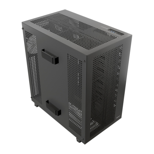 Unykach AI PRO 1500 Caixa para estação de trabalho com CPU dupla E-ATX, SSI-CEB, SSI-EEB, ATX, Micro-ATX, ITX - Suporta tamanhos de disco de 3,5", 2,5" - USB-A 3.0, USB-C, áudio - Suporta arrefecimento líquido - Cor preta - Unykach UK80.15.42