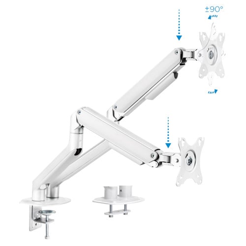 Suporte de mesa para monitor inclinável e giratório Tooq com 2 braços 17-32" - Branco - Tooq DB4132TNR-W