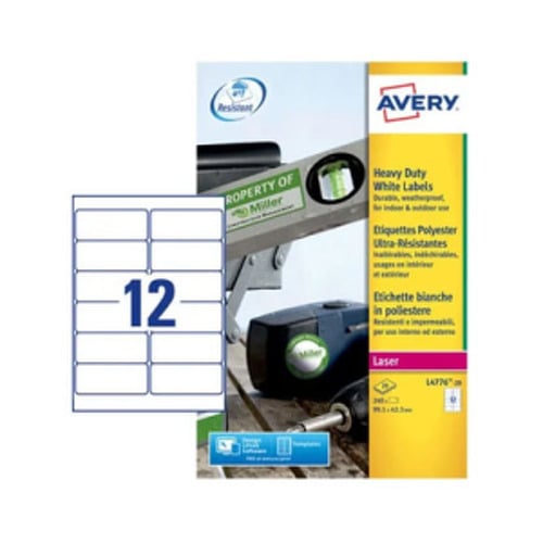 Etiquetas Resistentes 099,1x042,3mm 20Fls Avery 240un - Avery AVEL4776-20