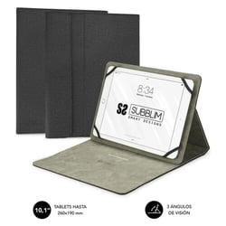 Estojo Subblim Clever Stand - Suporte universal para tablet - Design moderno e elegante - Posição de pé com 3 ângulos de visão - Adapta-se a todos os modelos de tablet - Interior plano e aveludado - Preto - Subblim 234052