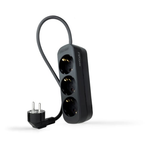 Bloco de distribuição de energia Nanocable 3 tomadas - 1.4m - Preto - Nanocable 233892