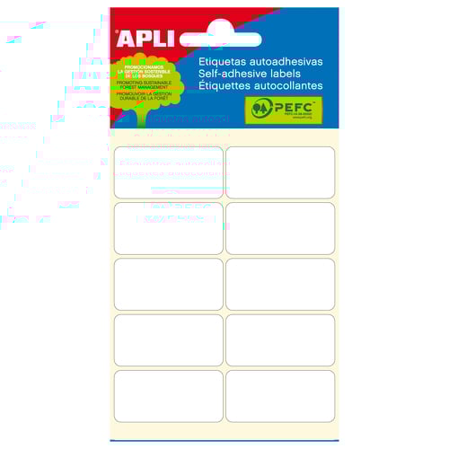 Etiquetas Apli Minibag Branco 19.0 x 40.0mm 6 Folhas - APLI 207461