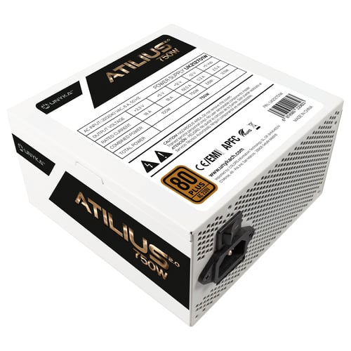 Unykach Atilius 2.0 Branco 750W 80 Plus Bronze Fonte de alimentação 750W ATX 2.3 - APFC - Ventoinha de 120mm - Unykach 243267