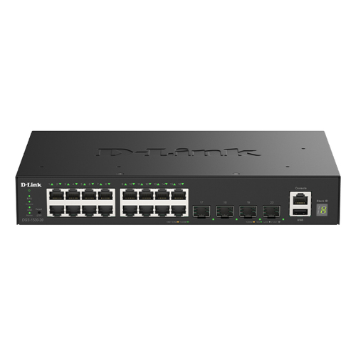 D-Link Switch gerido, empilhável, Smart Pro, com 16 portas GE + 4 portas 10G SFP+ - D-Link DGS-1530-20/E