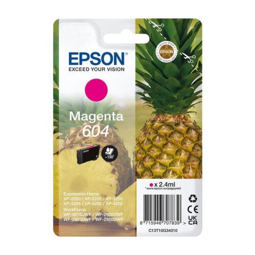 EPSON TINTEIRO MAGENTA 604 XP2200/05/3200/05/4200/05/WF2910/30/35/50 - Epson C13T10G34020