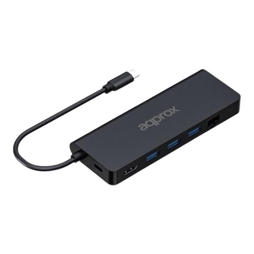 Concentrador USB-C aprox. 8 em 1 com 3x USB-A 3.0 - 1x HDMI - 1x RJ-45 - 1x USB-C PD - leitor microSD e leitor SD - comprimento do cabo 18 cm - aprox. APPC53