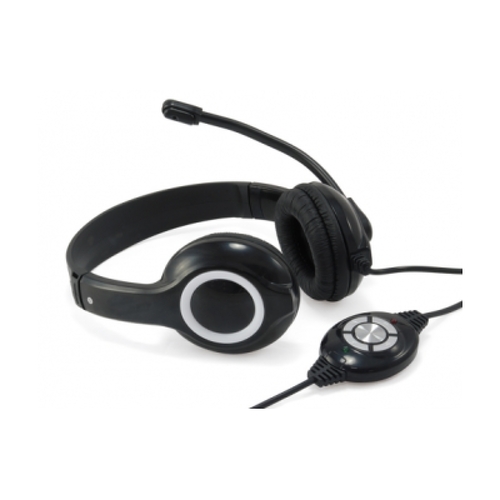 Auricular Conceptronic Polona USB com microfone - Microfone flexível - Banda para a cabeça ajustável - Almofadas para os ouvidos - Controlos para os auriculares - Cabo de 2 m - Preto - Conceptronic CCHATSTARU2B