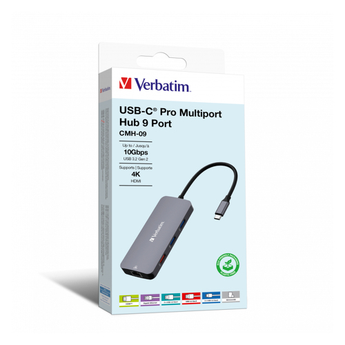 VERBATIM DOCK 4K USB-C 1xHDMI 1xRJ45 2xUSB-C 3xUSB3.2 CARDREADER - Verbatim 32152