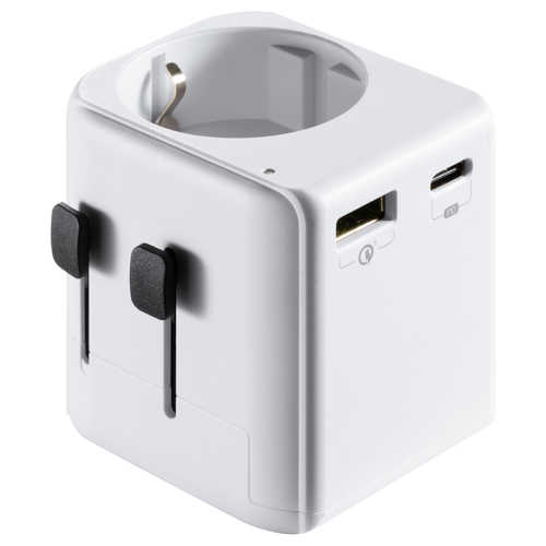 EWENT ADAPTADOR VIAGEM UNIVERSAL SCHUKO PARA VARIOS 1xUSB 1xUSB-C - Ewent EW1472