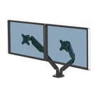 Braço duplo para monitor da série Platinum da Fellowes - Até 32" e 8kg - 2 portas USB - Sistema de gestão de cabos - Preto - Fellowes 8042501