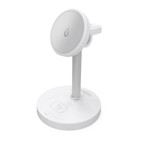 Carregador sem fios Aisens 15W - USB-C - Protocolo Qi2 - Telemóvel, Apple Watch e auscultadores - Proteção contra sobretensão, sobretemperatura e sobrecorrente - Cor branca - Aisens ASCH-15W3WC065-W