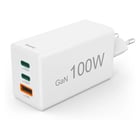 Hama Carregador rápido GaN com 2 portas USB-C e 1 porta USB-A – Mini carregador PD de 100 W, branco - Hama 00201997