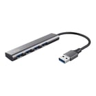 Concentrador USB de alumínio Trust Halyx - 4 portas USB-A - Velocidade de 5 Gbps - Compacto e robusto - Ligação fácil - Trust 250642