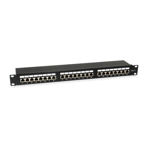 EQUIP PATCH PANEL 19" CAT.6 24-PORT 1U SHIELDED PRETO - Equip 326425