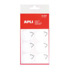 Apli Pack de 12 cabides redondos auto-adesivos Ø 30mm - Suporte triangular metálico - Suporte adesivo branco - Alta resistência - Ideal para fotografias, calendários e posters - APLI 00090