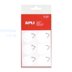 Apli Pack de 12 cabides redondos auto-adesivos Ø 30mm - Suporte triangular metálico - Suporte adesivo branco - Alta resistência - Ideal para fotografias, calendários e posters - APLI 00090