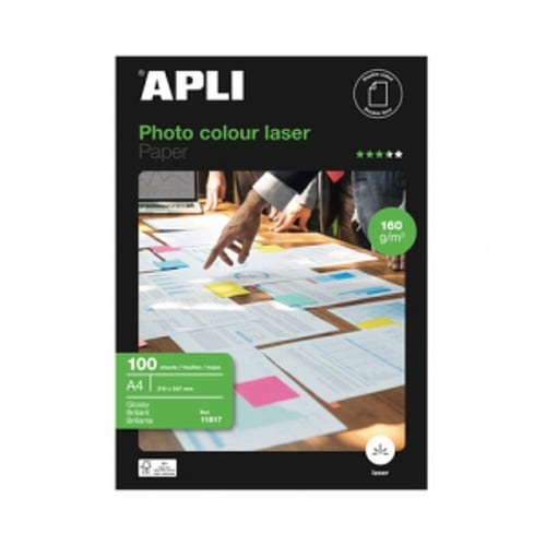 Papel 160gr fotografico brilhante Laser A4 100 Folhas - APLI APL11817