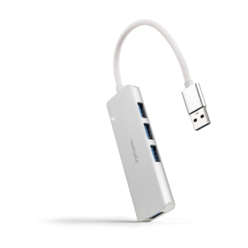 Hub USB 3.0 4xUSB3.0 Nanocable. USB-A/M-USB 3.0/H - Alumínio - 18cm - Cor cinzenta - Nanocable 10.16.4602