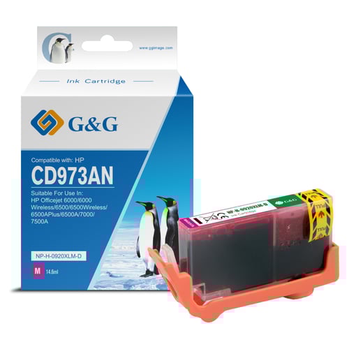 G&G HP 920XL Magenta Cartucho de Tinta Compatível, 14.6 ml - Tinteiro Compatível CD973AE