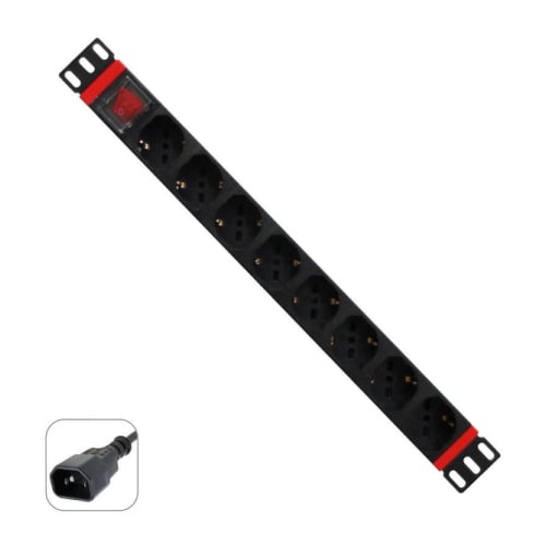 WP RACK REGUA TOMADAS 19" 8X SCHUKO IEC320 C14 C/INTERRUPTOR - WP Rack WPN-PDU-C01-08