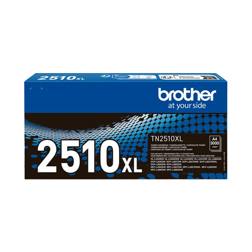 Toner Preto de alta capacidade. Duração estimada: 3.000 páginas segundo ISO/IEC 19752 - Brother TN2510XL