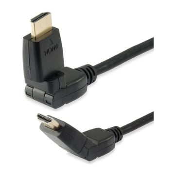 Equip Cable HDMI 2.0 Macho/Macho Acodable y Gitatorio 180º - Ancho de Banda hasta 18Gbps - Alta Velocidad con Ethernet - Longitud 2m - Equip 119362