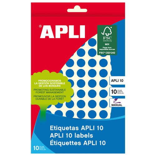 Etiquetas Apli 10 Azul Ø 10mm 8 Folhas - APLI 207951