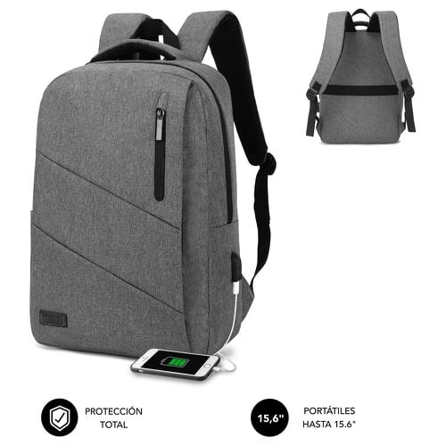 Mochila Subblim City - para Portáteis até 15,6" - Resistente à água - Design moderno e prático - Laterais ajustáveis - Cinzento - Subblim 234132