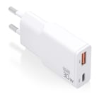 Carregador Aisens Ultra Slim GaN 30W - 1xUSB-C PD3.0 QC4.0 - 1xUSB-A QC3.0 - Cor Branco - Aisens 305227